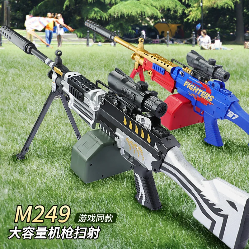 Автоматический игрушечный пистолет M249 Электрический пулевой в стиле милитари