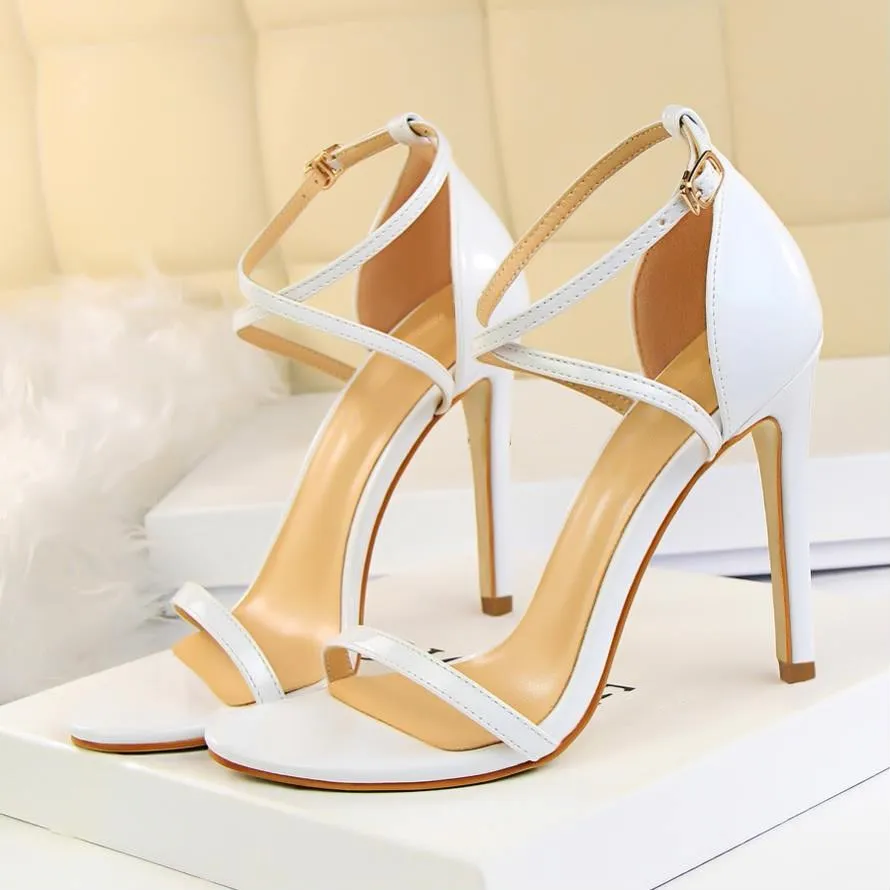 Босоножки EOEODOIT женские кожаные сандалии на высоком каблуке 8 см красная вечерние