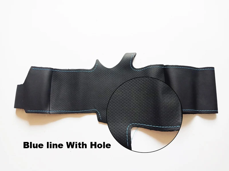blue line With hole Воловья кожа верхний слой ручной работы Швейные чехлы на руль защита для Geely EMGRAND 7 EMGRAND X7 Atlas NL-3 NL3 borui - Название цвета: blue line With hole