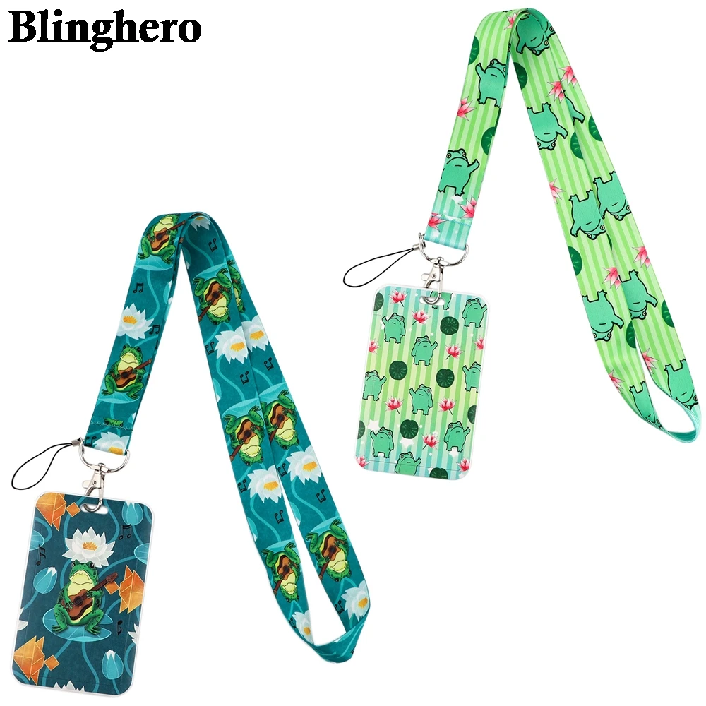 

CB492 Cute Frog Neck Strap Lanyards Keychain Holder ID Badge Case Clear Bank Credit Card Badge Holder School Student Office