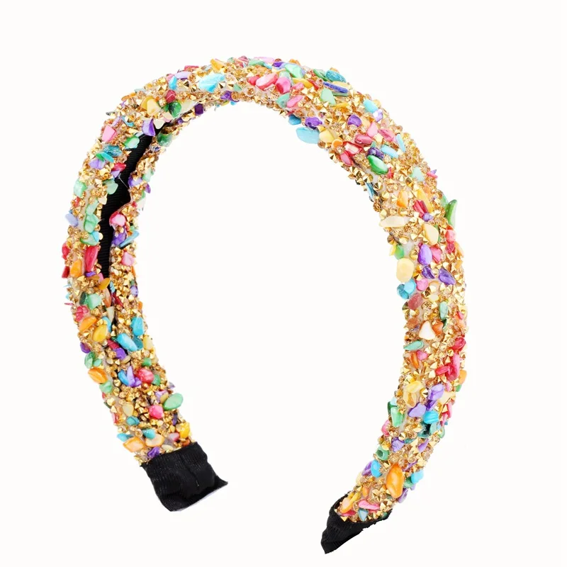 

Colorful Baroque Full Crystal Headband For Women Headband Luxury Shiny Padded Diamond Hairband Hair Accessories