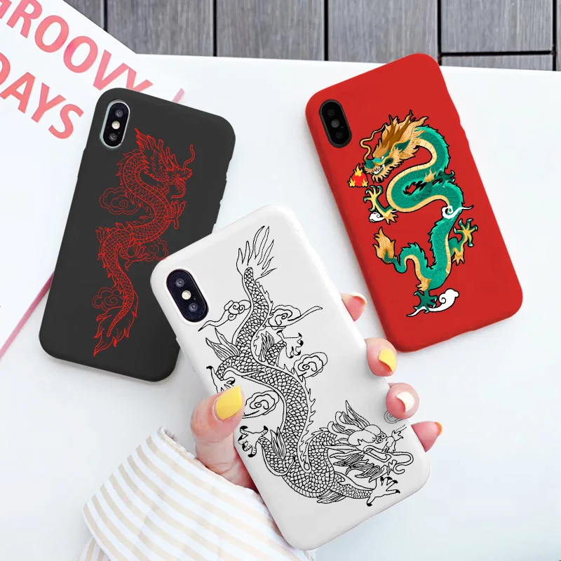 yellow Dragon Phone Case For iPhone 12 13 7 8 Plus X XR XS 11pro MAX SE2020 Fashion Animal Silicone Back Cover Fundas Shell