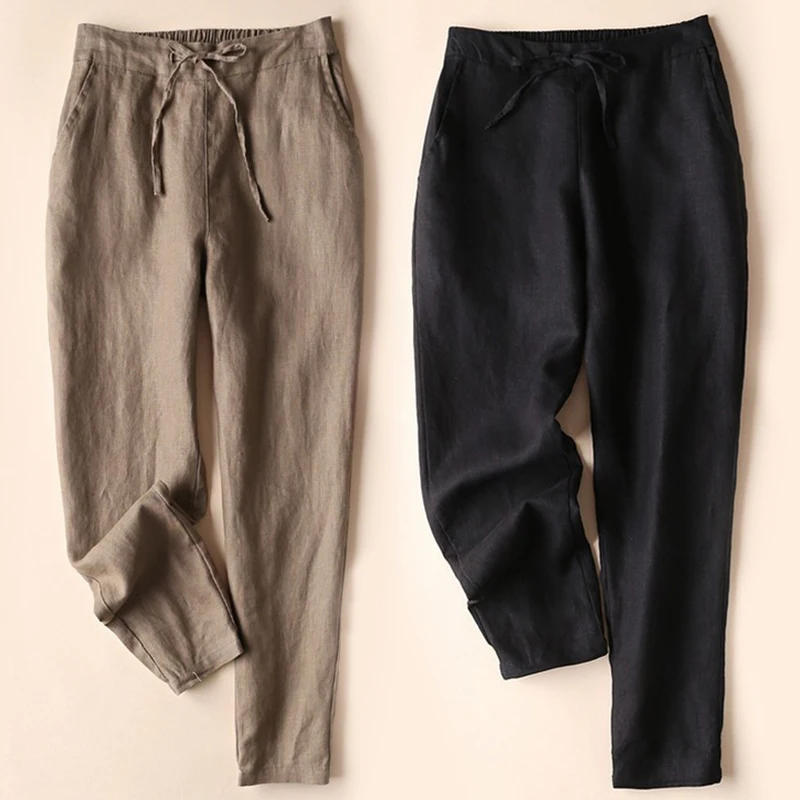 

S-5Xl Lady Formal Pants Plus Size Famous Brand Design Cotton Trousers Cotton Linen Pants Women Elegant Trousers