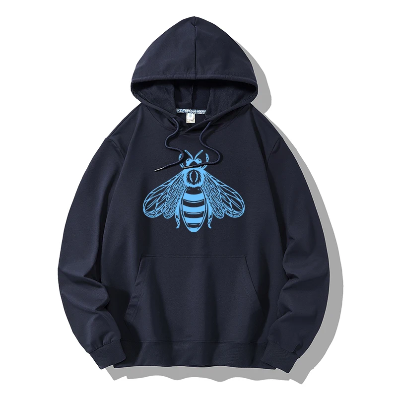 

2021 Man Design Navy Blue Hoodies Fashion Hooded Long Sleeve Sweatshirt Hoody Tops Bee Print Hoodie Fashion Hip Hop Y2k Clothes