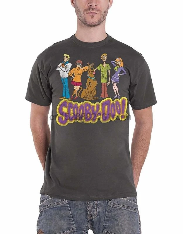 Одежда Scooby Doo футболка команда Fred Velma Shaggy Daphne логотип Официальный Мужской уголь 5599