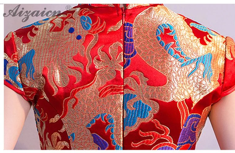 Новое атласное платье Cheongsam красное свадебное винтажное платье Qi Pao Женские китайские свадебные платья Qipao Акция Женская Роба в восточном стиле