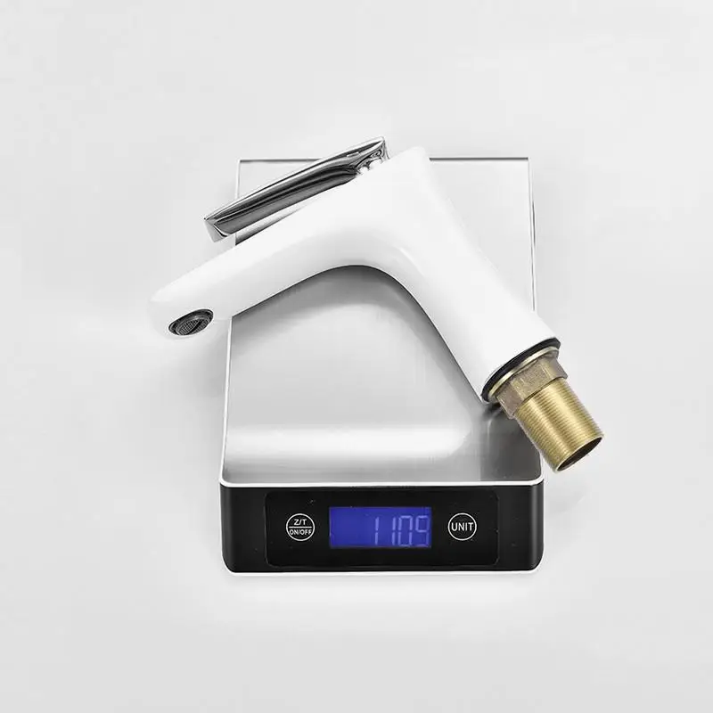 

Mixer Tap Basin Faucet White Matt Black Chrome Taps Deck Mount Home Bath Sink Cold and Hot Water Mixer For Bathroom