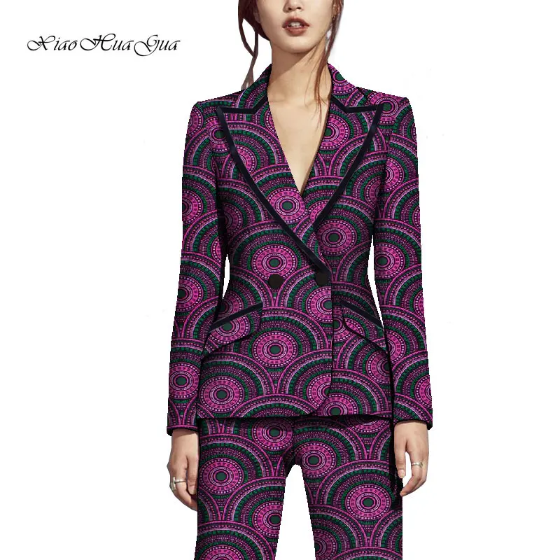Fashion 2 Pieces Set African Clothes for Women African Pants Set Blazer Coat and Long Pants Suits Women African Clothing WY8845