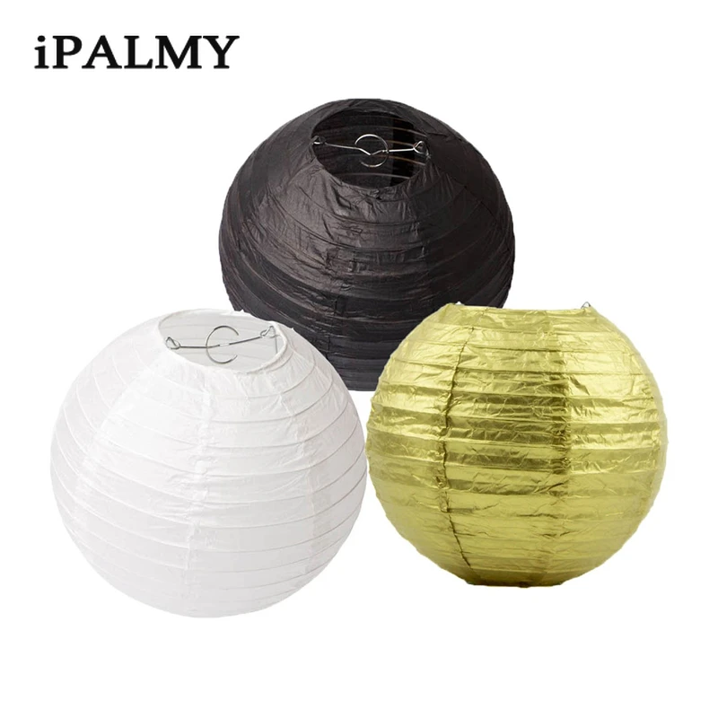 Золотые черно белые подвесные круглые бумажные фонари ipalmay 8 10 дюймов для свадьбы