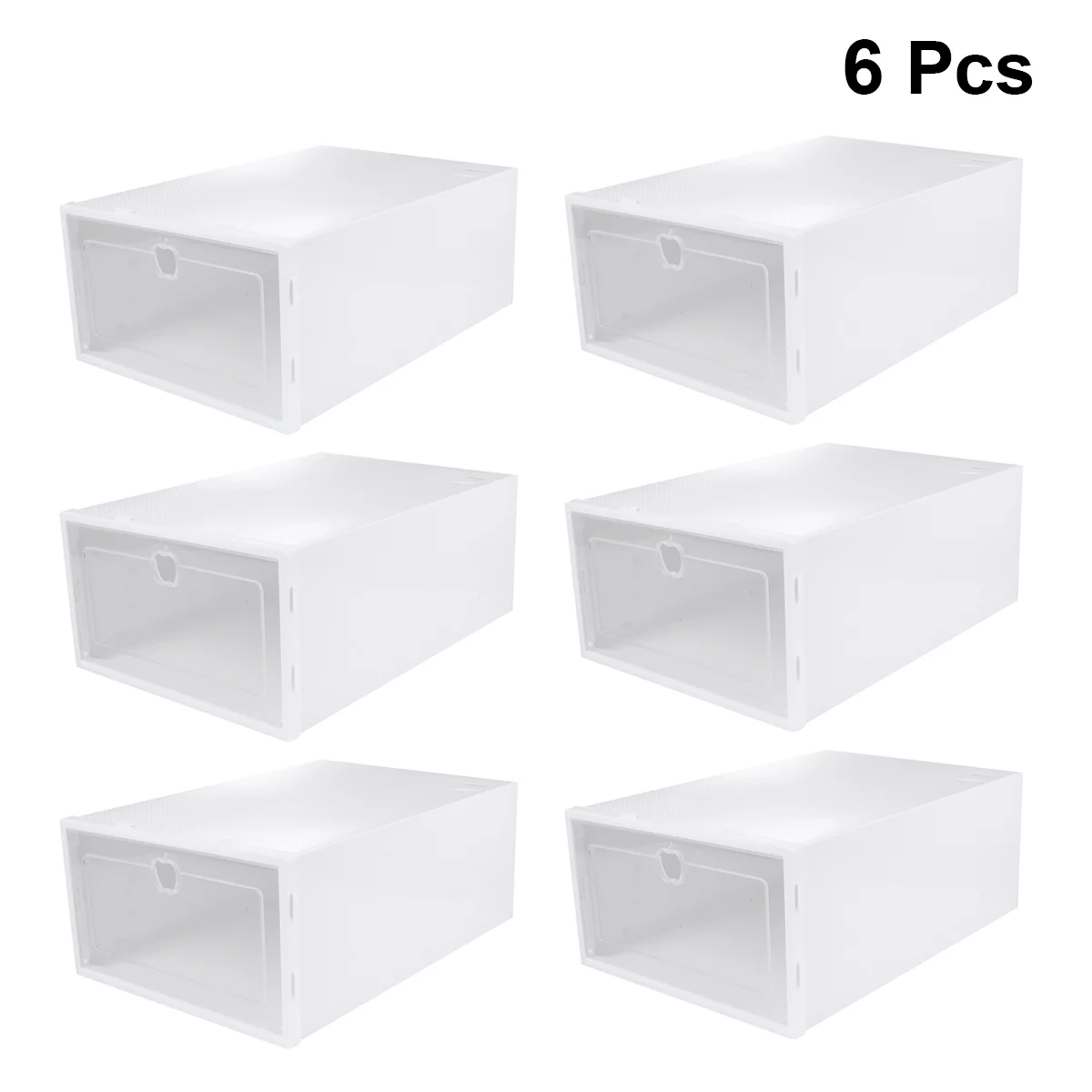 

6pcs Shoes Box Drawer Type Shoe Box Thicken Transparent Shoes Organizer Dust-proof Shoes Display Box (White, Random Frame Color)