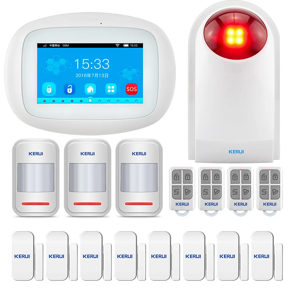 Домашняя система сигнализации KERUI K52 WIFI GSM 4 3 дюймовый TFT цветной дисплей сенсорный