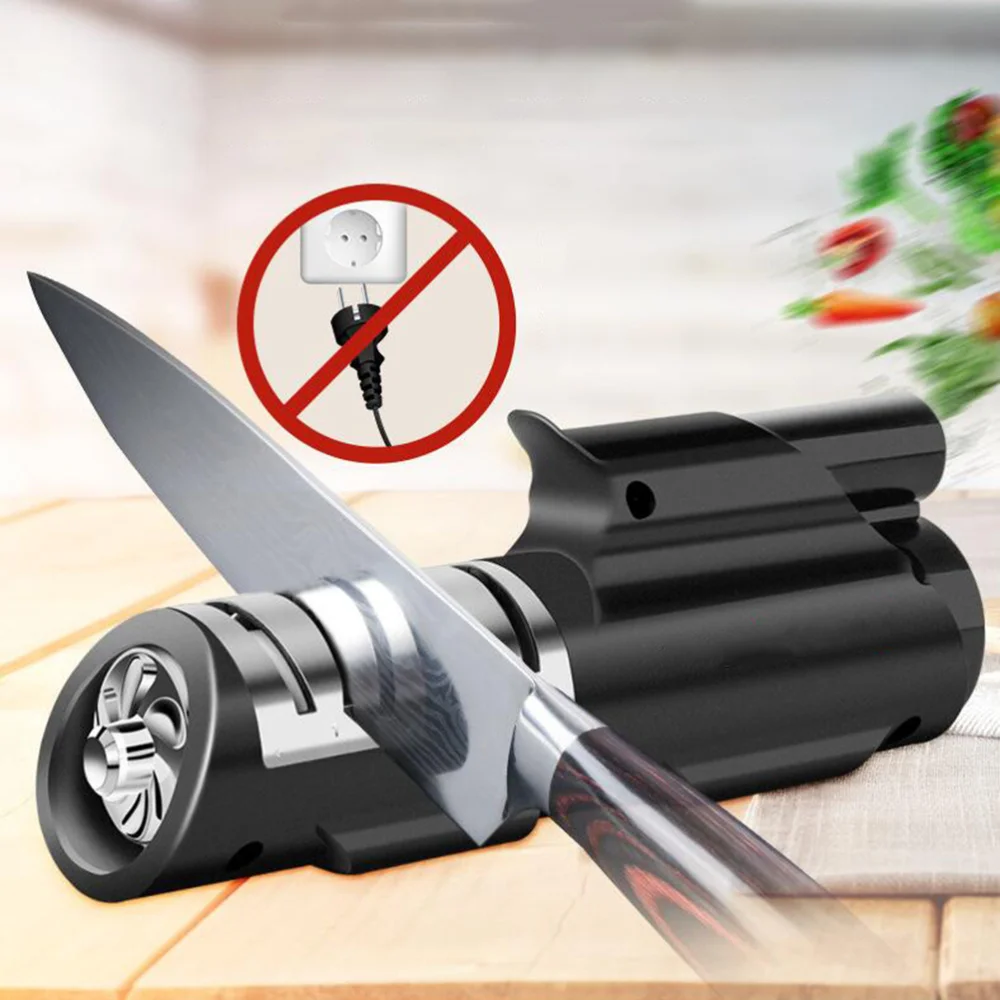 

Anti-Leakage Wireless Electric Sharpener USB Charging Motorized Grindstone Professional Sharpening Stone Kitchen Tools (Black)