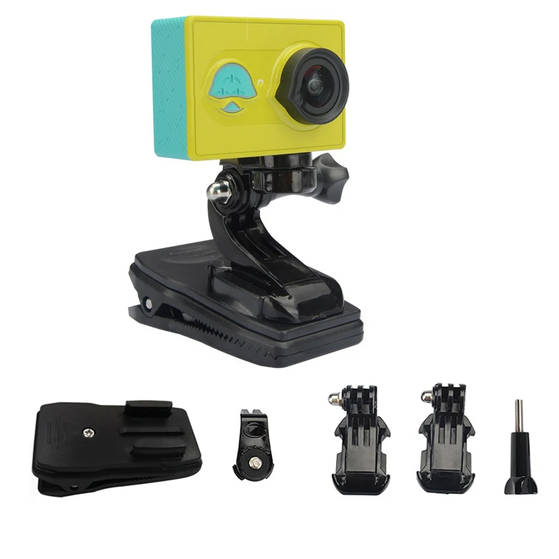 Поворотный на 360 градусов зажим для рюкзака шляпы с J образным крючком мыши GoPro Xiaomi