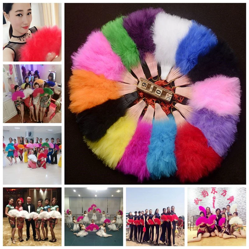 Большой пушистый веер из индейки и пера Дамский реквизит для удержания танцев