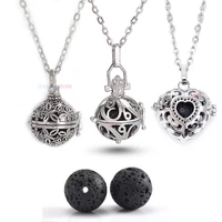 5pc antique silver color 16mm lava stone aromatherapy pendant essential oil diffuse necklace for jewelry
