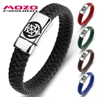 Браслеты мужские из натуральной кожи, многоцветные, в стиле панк, из нержавеющей стали, 083