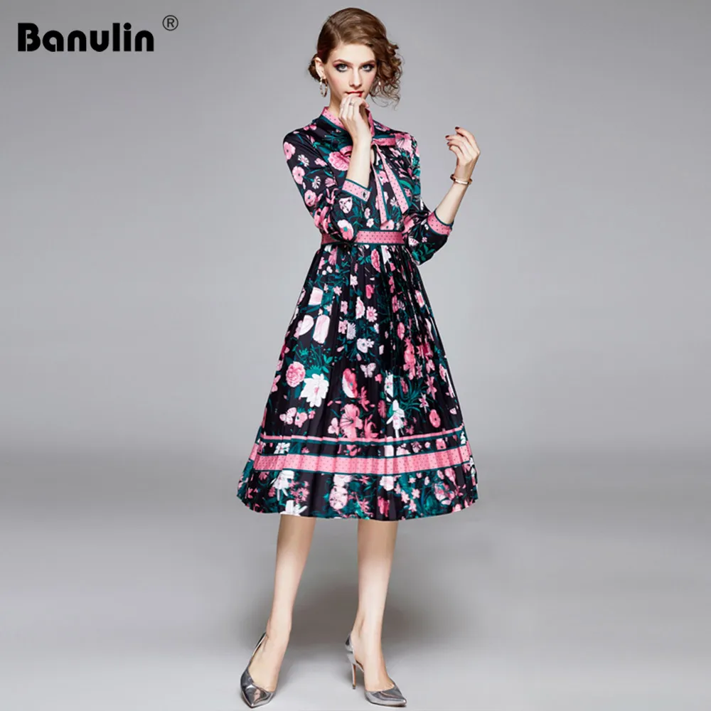 Banulin 2019 осеннее модельное дизайнерское элегантное плиссированное платье женское