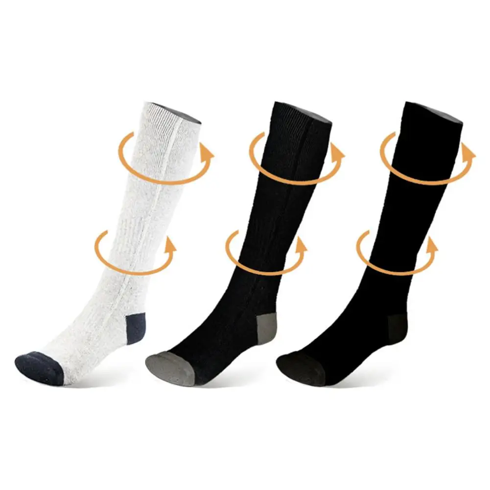 

Electric Heated Socks Rechargeable Adjustable Level Long Knitted Socks Foot Warmer For Winter Outdoor Skiing Electric Heated