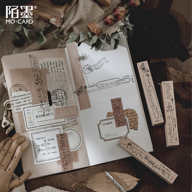 Винтажные Штампы деревянные и резиновые штампы с цветочными растениями для