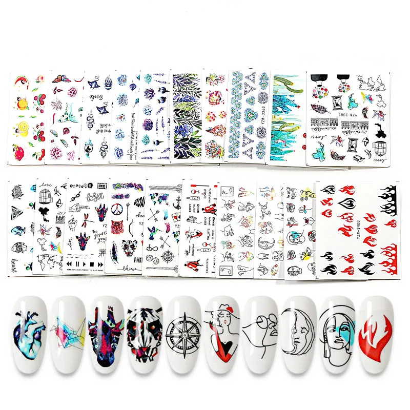 

1 набор, наклейки для ногтей с цветами