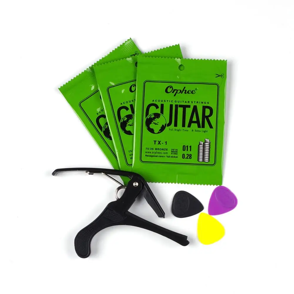 

Guitar Tool Set Essential Accessories Suits Includes Guitar Strings 3pcs Picks and Capo