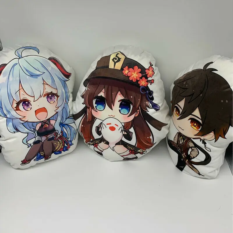 

Genshin воздействия ганю Чжунли Ху Тао аниме 3D Hug декоративные плюшевая кукла-подушка милые плюшевые игрушки 40 см украшение дома