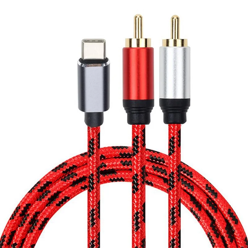 Аудиокабель USB Type C на 2 RCA для телефонов планшетов ноутбуков колонок домашнего