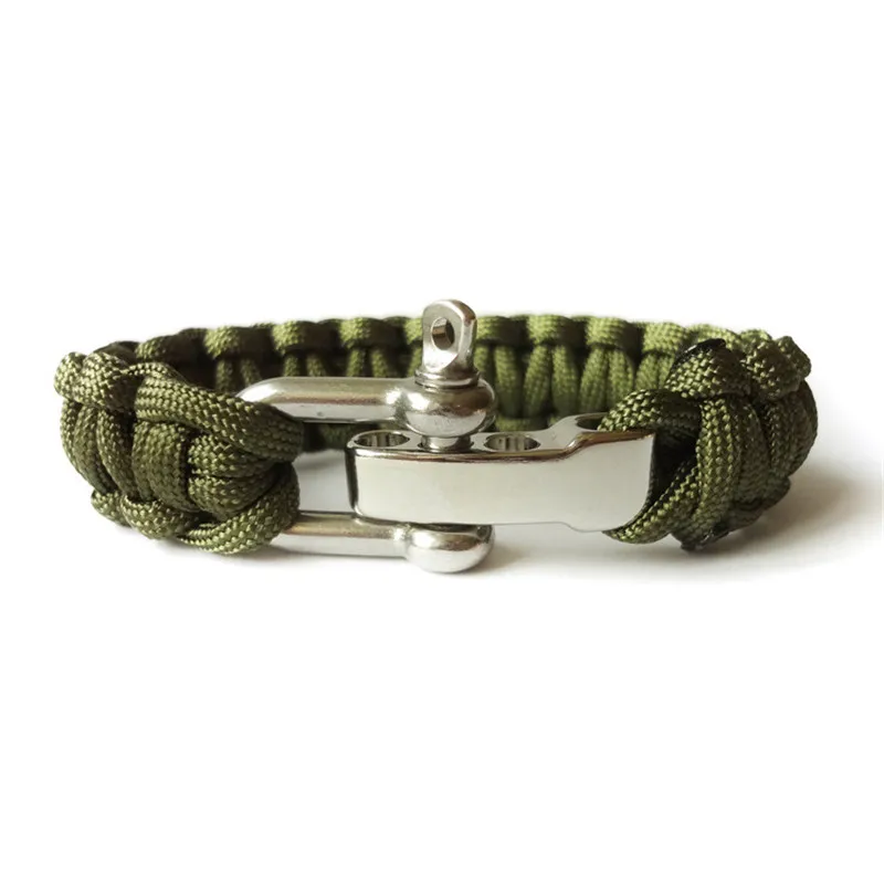 2019 Fashion Jewelry Sport Style Camping Parachute Cord Survival Bracelet Men with Stainless Steel Shackle Buckle SL125 | Украшения и