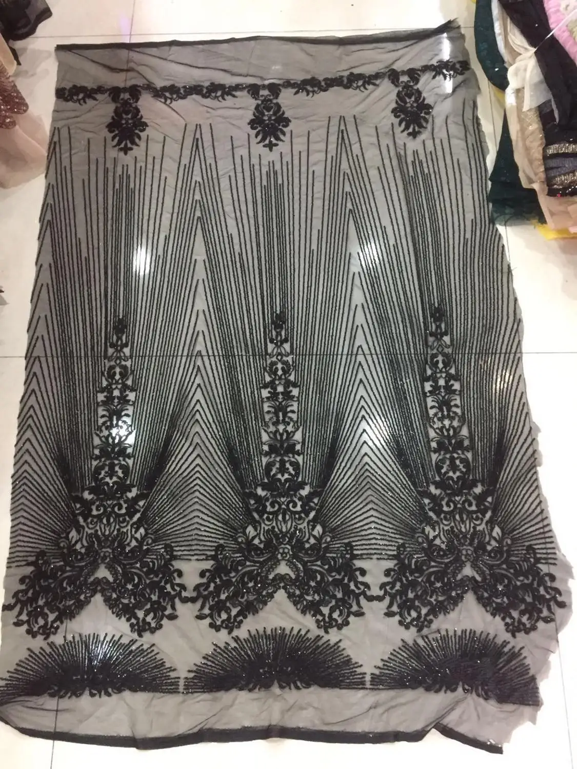 5 ярдов/партия модная французская сетчатая кружевная ткань с блестками для