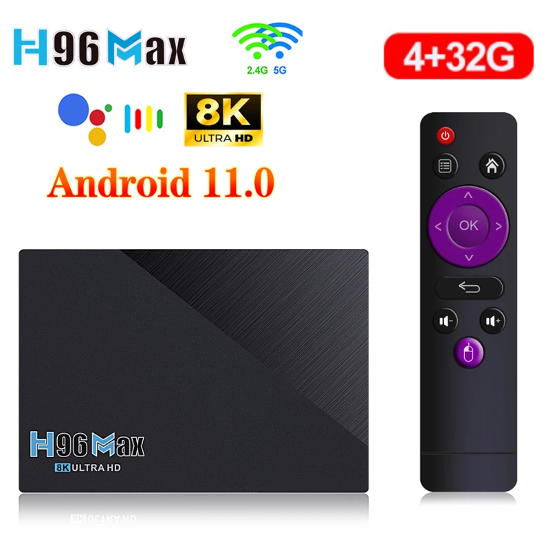 

Приставка Смарт-ТВ H96 MAX RK3566, Android 11, 1080p, 8K, 2,4 ГГц, Wi-Fi, 4 + 32 ГБ, 4K