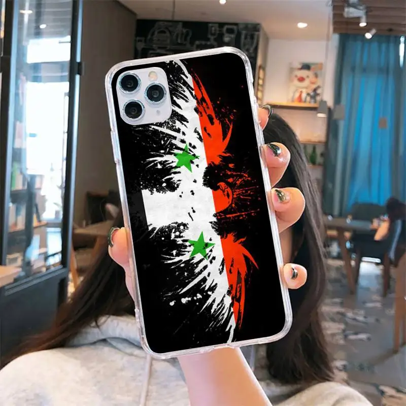 

Syria Flag Symbol Phone Case Transparent for iPhone 6 7 8 11 12 s mini pro X XS XR MAX Plus