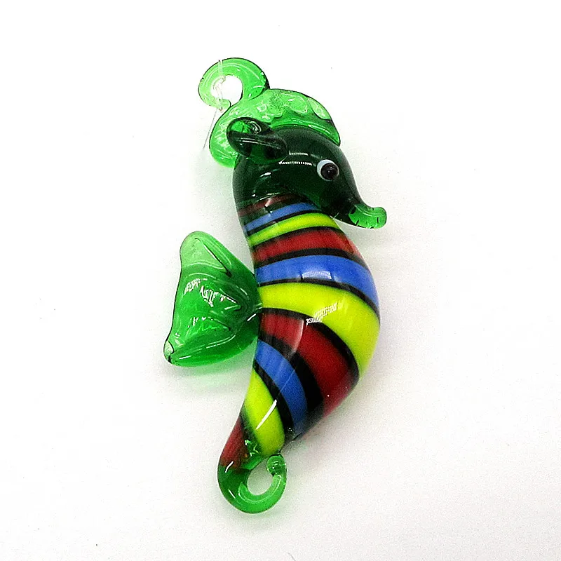 

Floating Glass sea horse Ornament wire winding design mini Marine animal figurine Aquarium fish tank decor Accessories Pendant