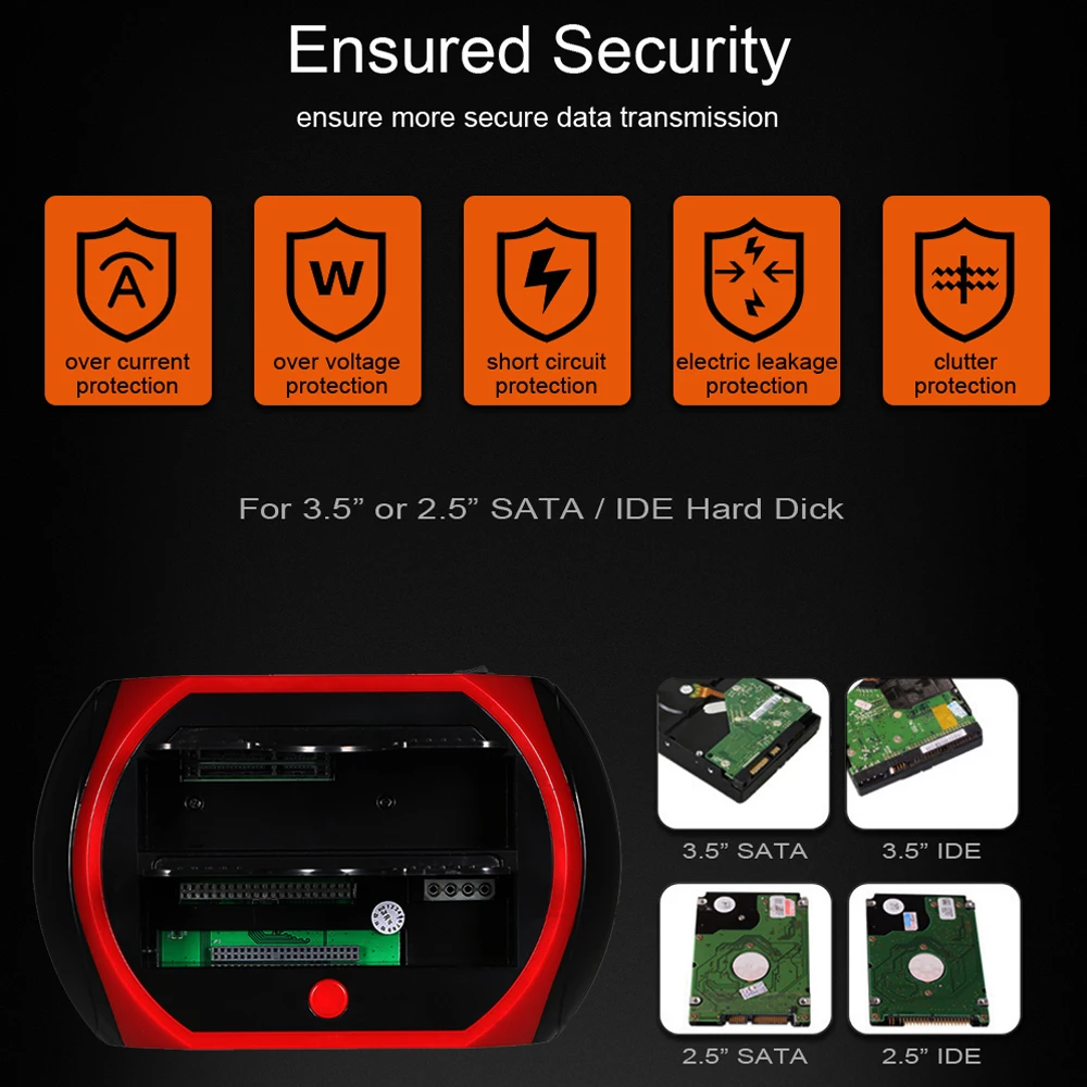Док станция DeepFox для жестких дисков USB2.0/Type C до 2 5 3 дюйма SATA IDE два слота внешний
