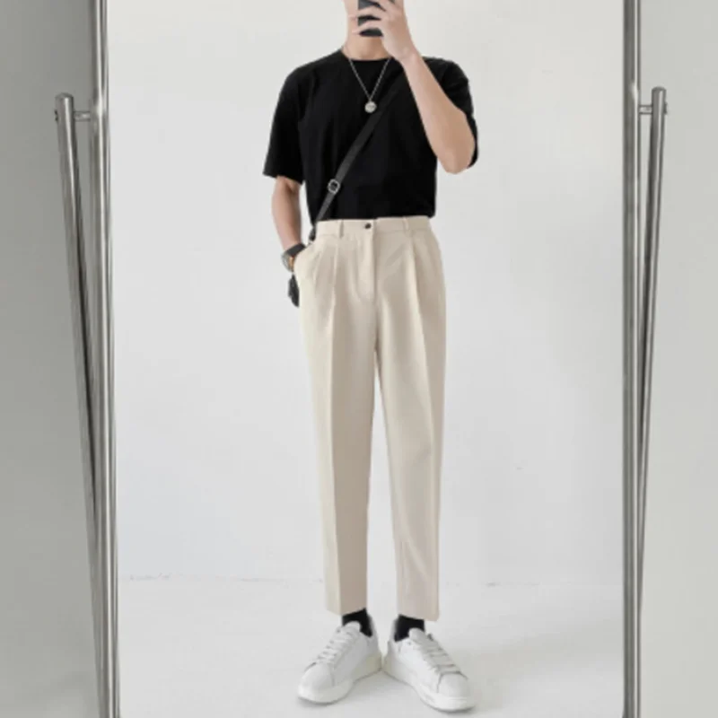 

Свободные красивые деловые повседневные брюки, роскошные однотонные высококачественные Костюмные брюки, прямые свободные брюки в британс...