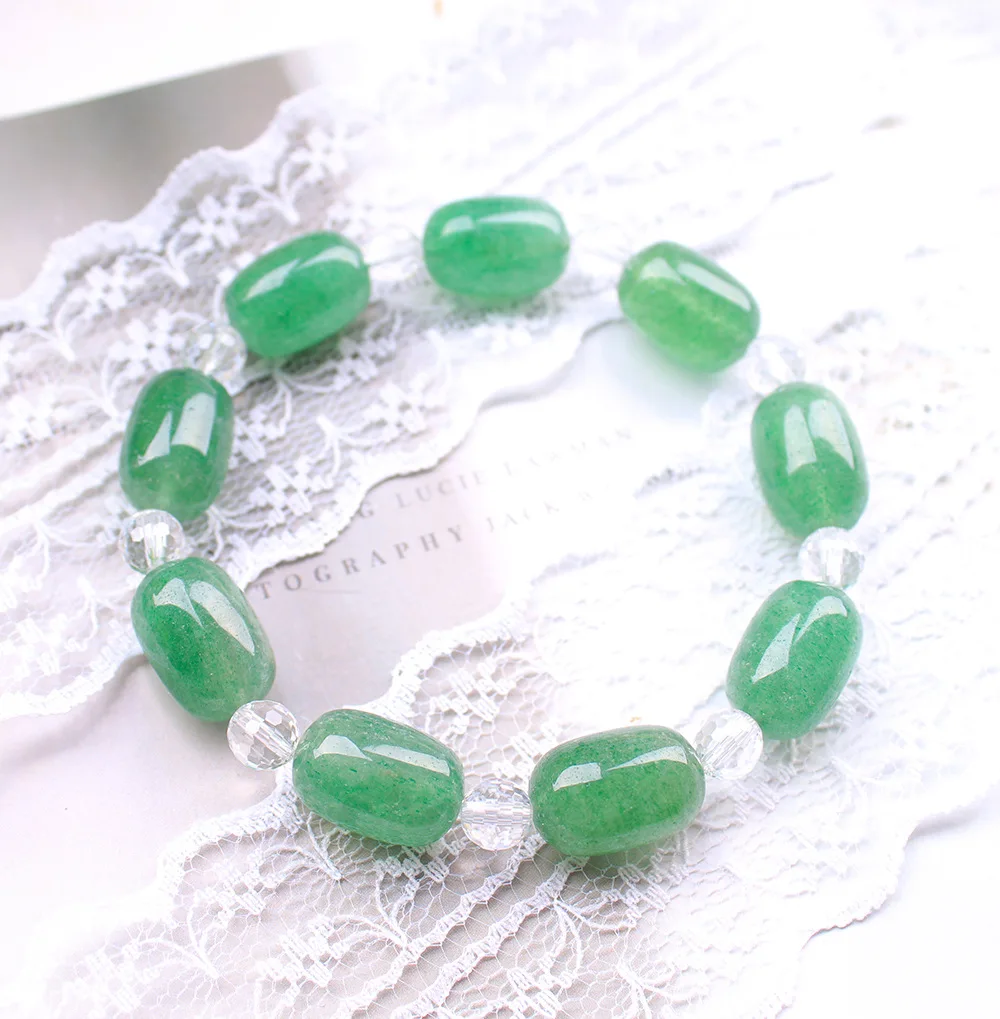 

Natural Green Strawberry Crystal White Crystal DIY Bracelet Reiki Crystal Quartz Elastic Bracelet Meditation Yoga Jewelry Gift