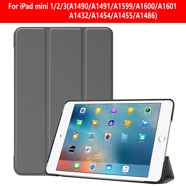 IPADMINI123 KST GY Чехол для iPad Mini 1 2 3 из искусственной кожи силиконовый чехол для планшета для iPad Mini 4 5 трехслойный чехол-подставка для сна - Цвет: IPADMINI123 KST GY