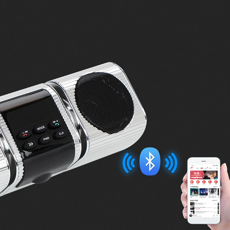 

Motorcycle MP3 Player 12V Music Player FM Radio with LED Display Bluetooth Stereo Motorcycle Speaker Waterproof
