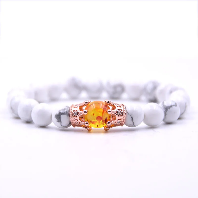 Для мужчин Корона из розового золота браслет натуральный красная сосна прядь