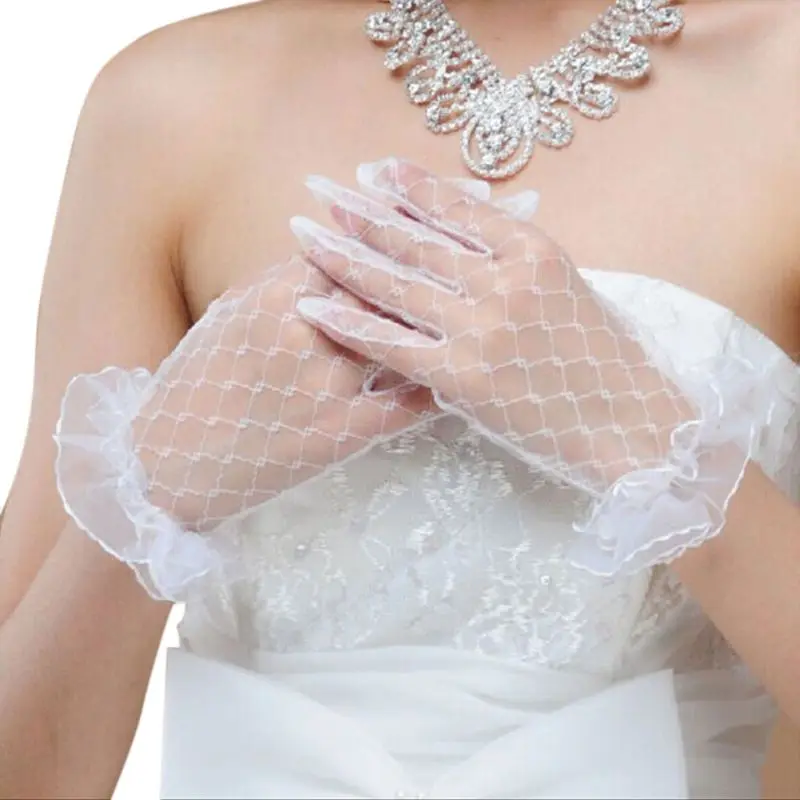 white short gloves Мода горный хрусталь серебро золото Женщины свадебный налобный головной украшение для головы в виде цепочки кристалл кулон невесты тиара украшение для волос Acces - Цвет: white short gloves