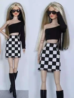 16 bjd clothes for barbie doll dress black shirt crop tops skirt outfits for barbie accessories 30cm doll clothes kids diy toys