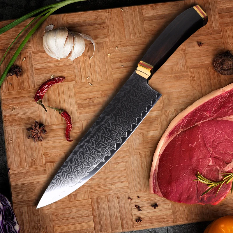 Кухонный нож шеф-повара Gyuto, японский нож VG10, дамасская сталь, кухонные ножи, ручная работа, кованые разделочные ножи, нарезка, приготовление фарша, 46