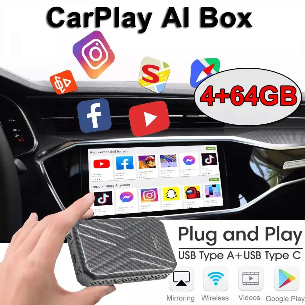 

4+64G Android 9.0 Carplay Ai Box Auto For Toyota Camry Corolla Highlander Tacoma Plug&play Car multimedia Mirrorlink