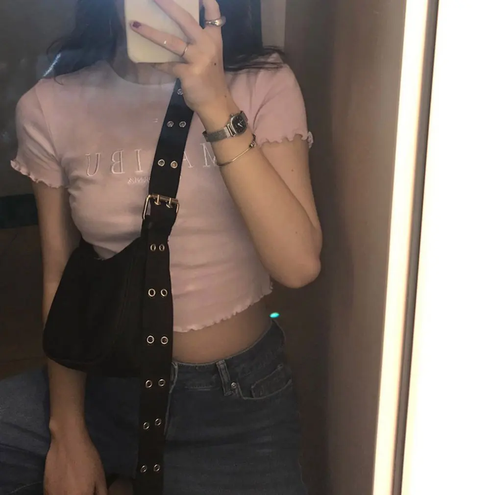 

Latest Soft Nylon Women black Underarm Bag Retro Solid Color Lady Baguette Handbag Fashion Design Girls Small Shoulder Bags ins