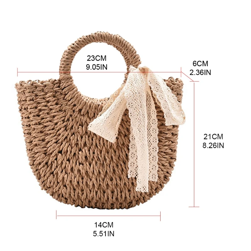 

Hobo Women's Straw Beach Tote Bag Woven Summer Bags Bohemian Vacation Casual Handbag Shoulder Pouch for Girls