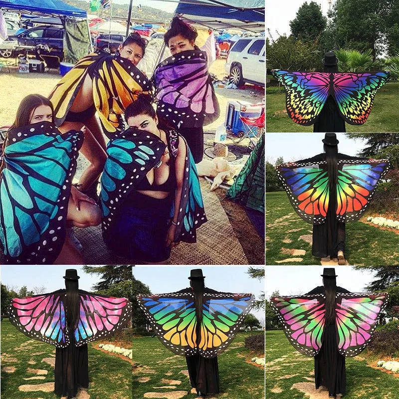 

Hot 13 Colors Women Scarf Pashmina Butterfly Wing Cape Peacock Shawl Wrap Gifts Cute Novelty Print Scarves Pashminas Wholesale