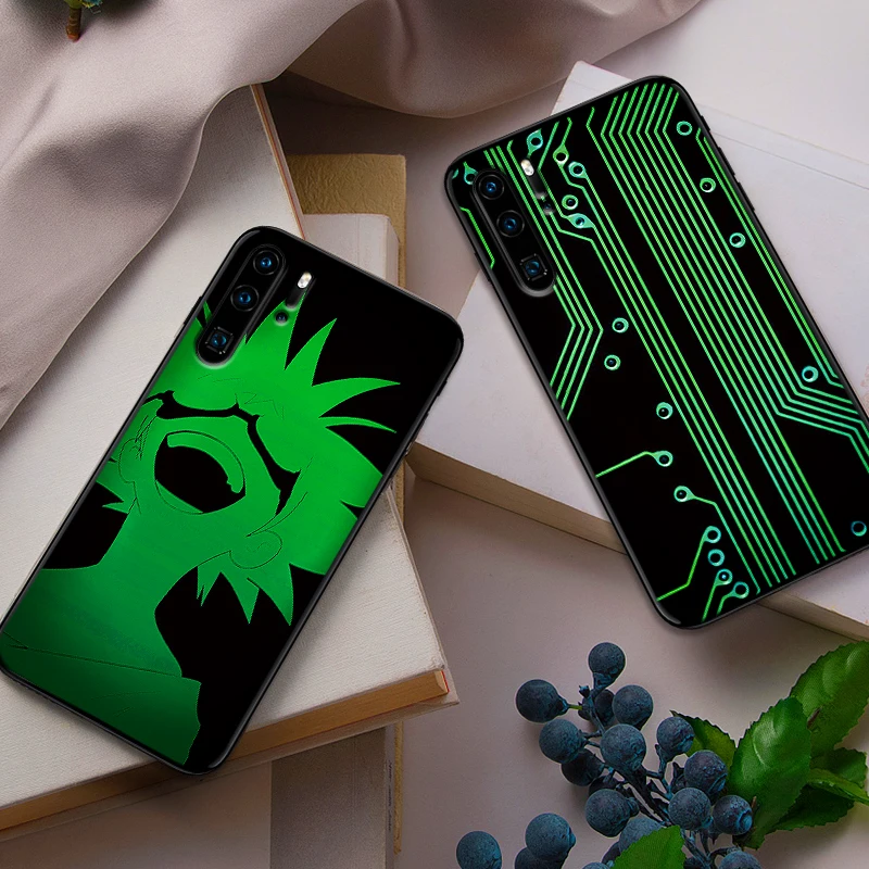 Зеленые и черные силиконовые чехлы для huawei Y6 Y7 Y9 Prime 2018 2019 Nova 2i 3 4 3i Lite mate 10 20 Pro |