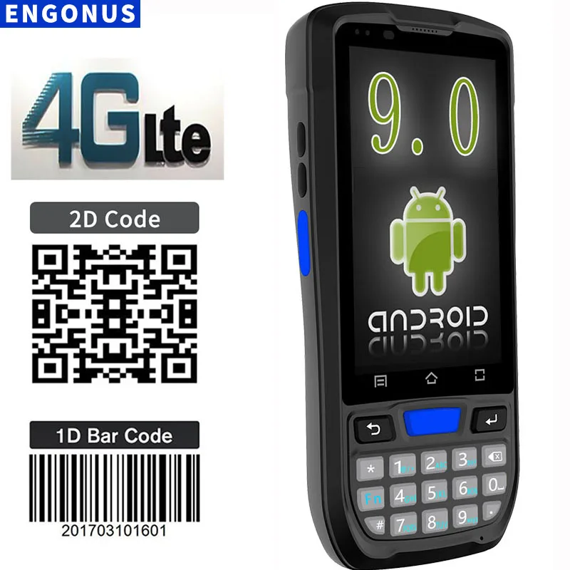 Сканер штрих кода ENGONUS 4G wifi pda 2d Портативный 1d бандажный android сканер мини nfc