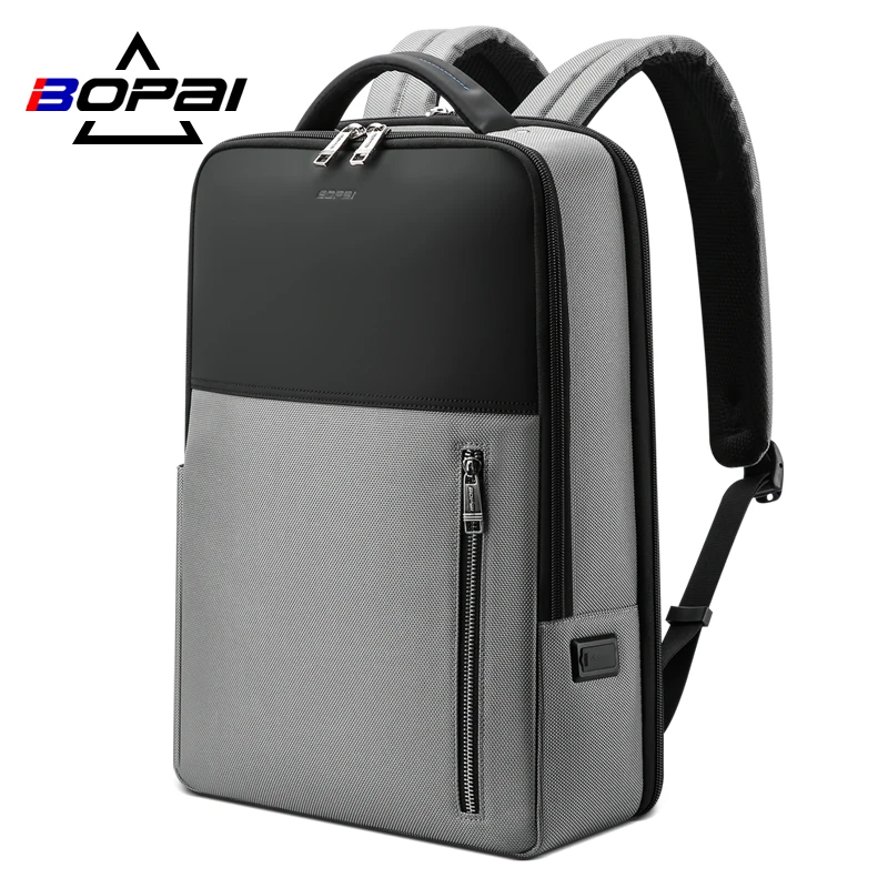 BOPAI Travel Backpack Waterproof 15.6 Inch Computer USB Charging Men Multifunction Stylish School Bag for Teenager
