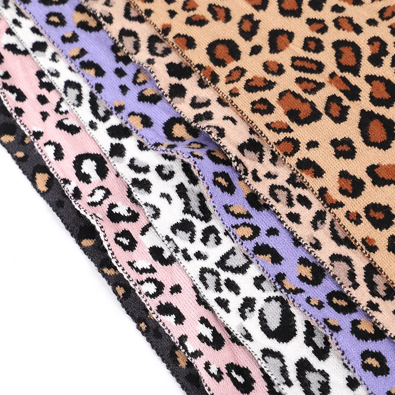 Женский шарф с леопардовым принтом зимний теплый плотный хлопковый высокого