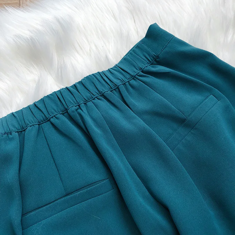 

2020 Women Summer Casual Pants Pure Color Women High Waist Straight Pants Chic Women Button Design Pants Female Trousers